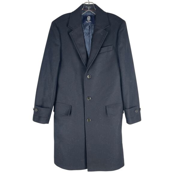 Lands' End Wool Blend Single Breasted Long Top Coat Black Men Size L Reg - Picture 4 of 14